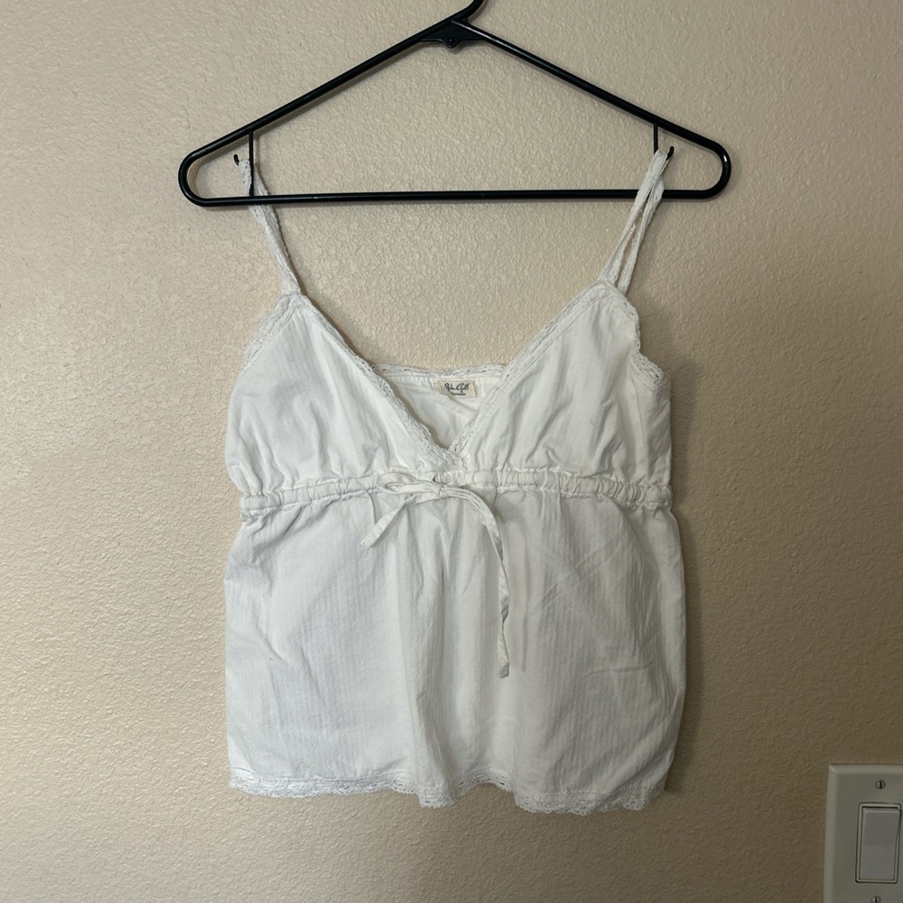 Brandy Melville White Lace Trimmed Women's Tank Top